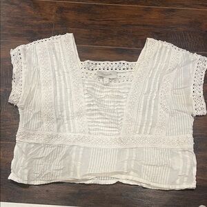 Cleobella White Lace Trimmed Women's Top